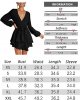 Women's Dress Deep V Neck Long Sleeve Waist Tie Ruffle Dress