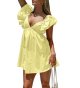 Womens Sexy Deep V Neck Ruffle Sleeve Mini Dress Backless Lace Up Summer Dresses