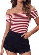 Women's Short Sleeve Fitted Off Shoulder Shirt  T-Shirt