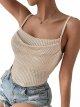 Women's Spaghetti Strap Draped Front Cami Crop Top Summer Camisole