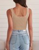 Women's Sleeveless V Neck Tank Ribbed Knit Shirts Backless Slim Fit Basic Crop Tops
